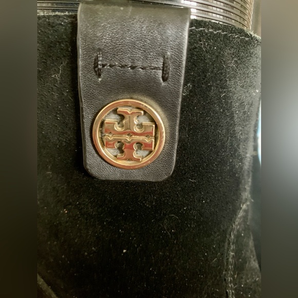 Tory Burch Black Suede Western Calf height Boots 🥾 Inside Zip Round Toe - Picture 14 of 15
